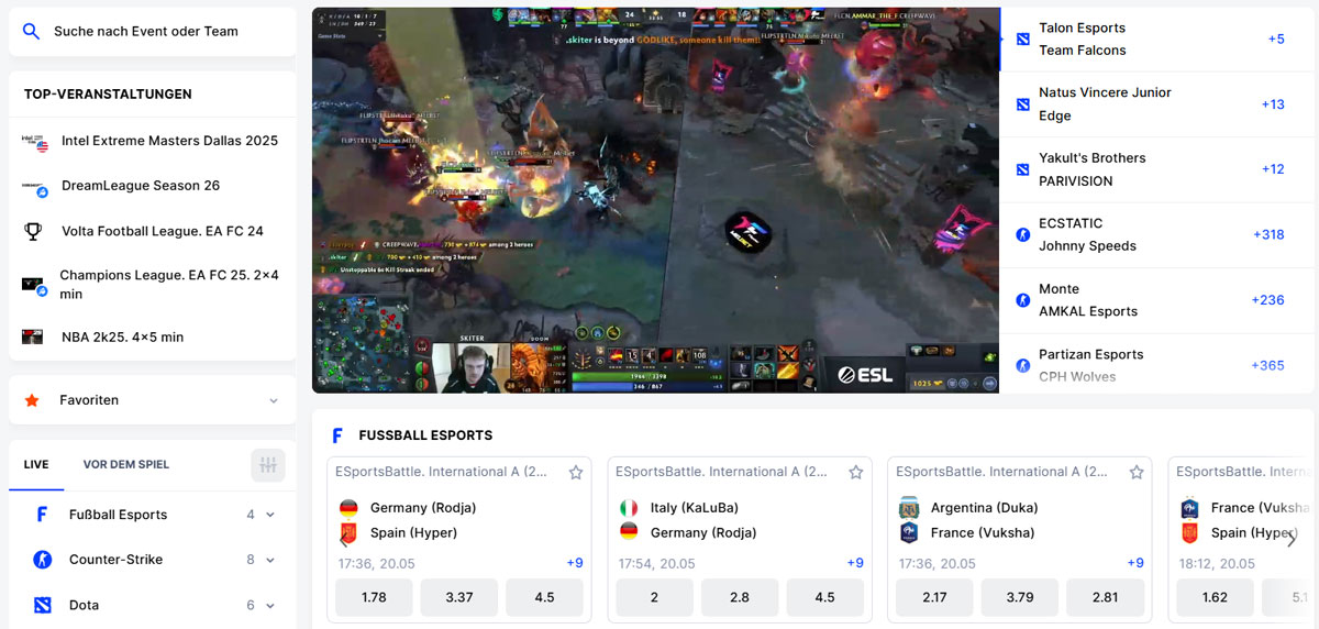 Sportwetten bei Vulkan Spiele